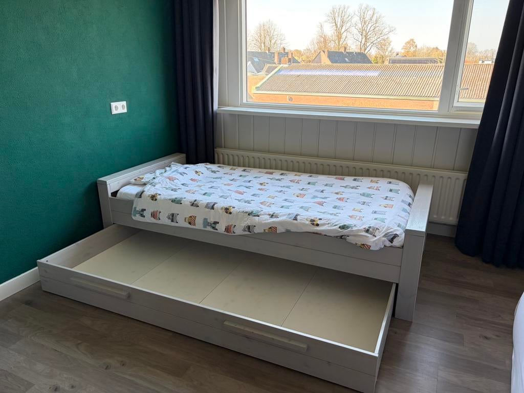 Bed Woood met lade, Ophalen, 85 tot 100 cm, Gebruikt, Lattenbodem