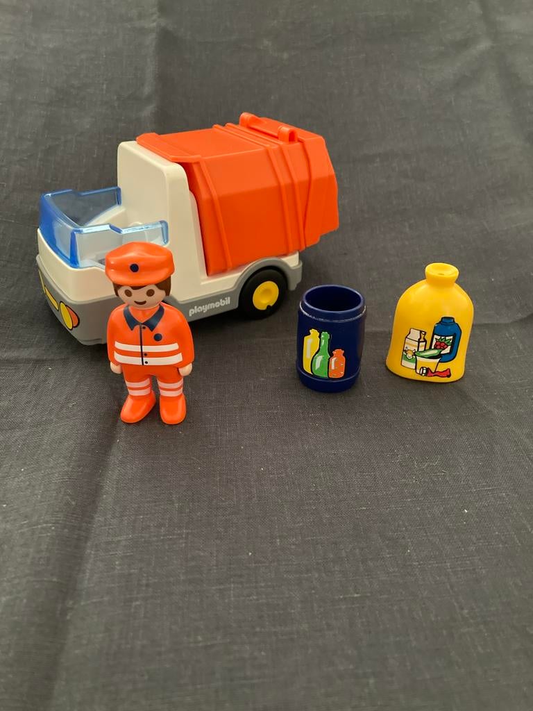 Playmobil 123 vuilniswagen met figuur en accessoires, Kinderen en Baby's, Speelgoed | Playmobil, Ophalen, Gebruikt, Complete set