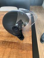 Zwarte scooterhelm met vizier, Fietsen en Brommers, Brommerhelmen, Ophalen of Verzenden, Gebruikt, Medium