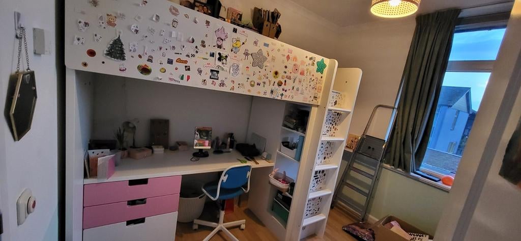 Hoogslaper IKEA inclusief bureau en kast, Ophalen, Gebruikt, Hoogslaper