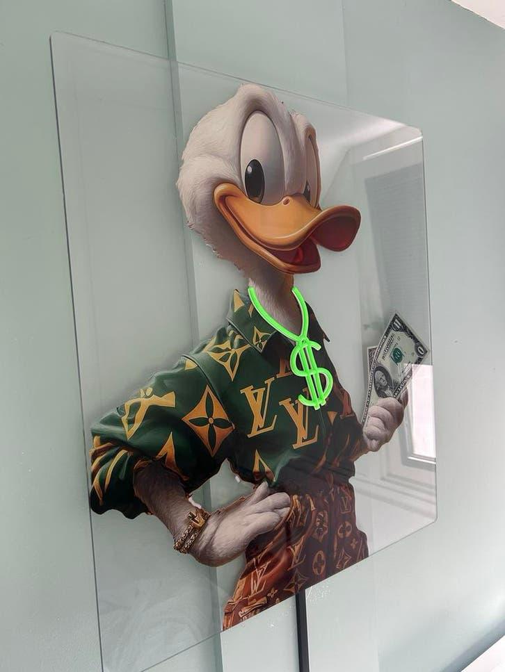 Neon Bord Dagobert Duck Kunstwerk met Afstandsbediening, Ophalen of Verzenden