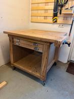 Moet weg! Robuuste houten werkbank verrijdbaar met lades, Doe-het-zelf en Verbouw, Werkbanken, Ophalen, Zo goed als nieuw, 170 cm of meer