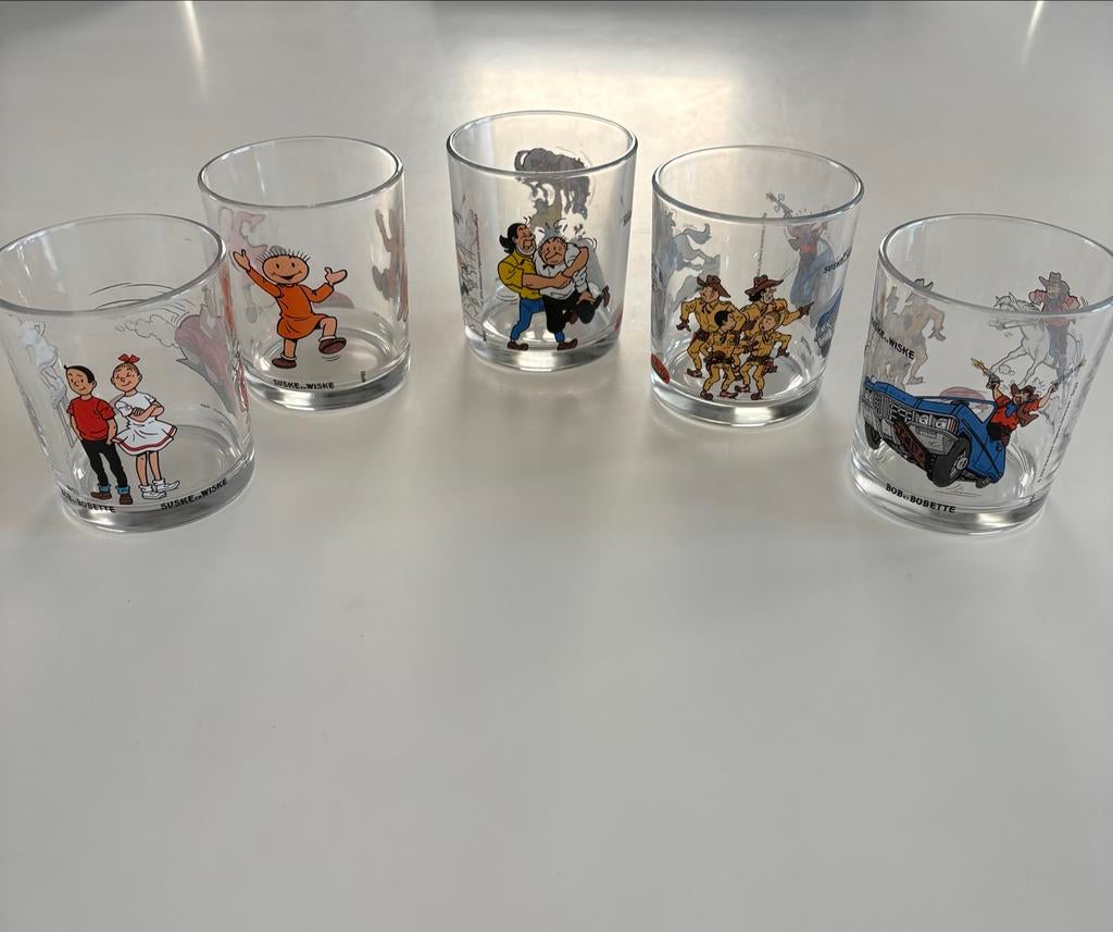 Suske en Wiske Glazen Set - 5 stuks, Ophalen of Verzenden, Suske en Wiske, Nieuw, Gebruiksvoorwerp