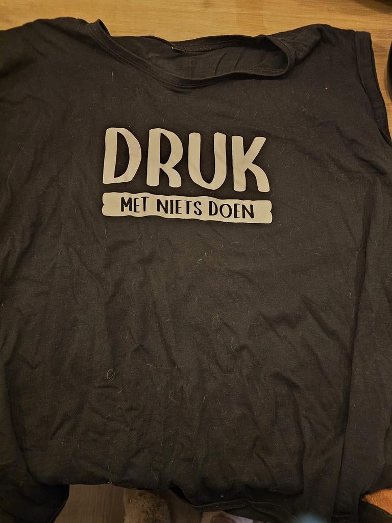 Druk met niks doen, Kleding | Dames, T-shirts, Zwart, Maat 46/48 (XL) of groter, Ophalen of Verzenden, Korte mouw