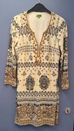 K-Design bohemian jurk paisleyprint creme zwart M art 49447, Maat 38/40 (M), K-design, Bruin, .