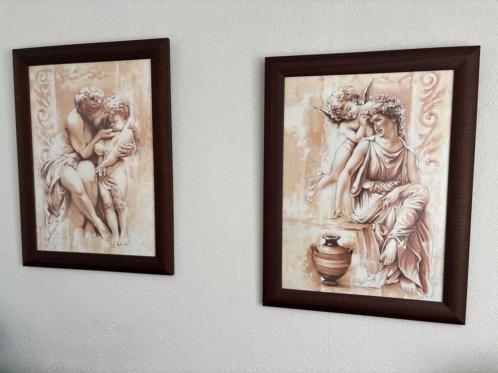 Set van 2 klassieke schilderijen, Antiek en Kunst, Kunst | Schilderijen | Klassiek, Ophalen