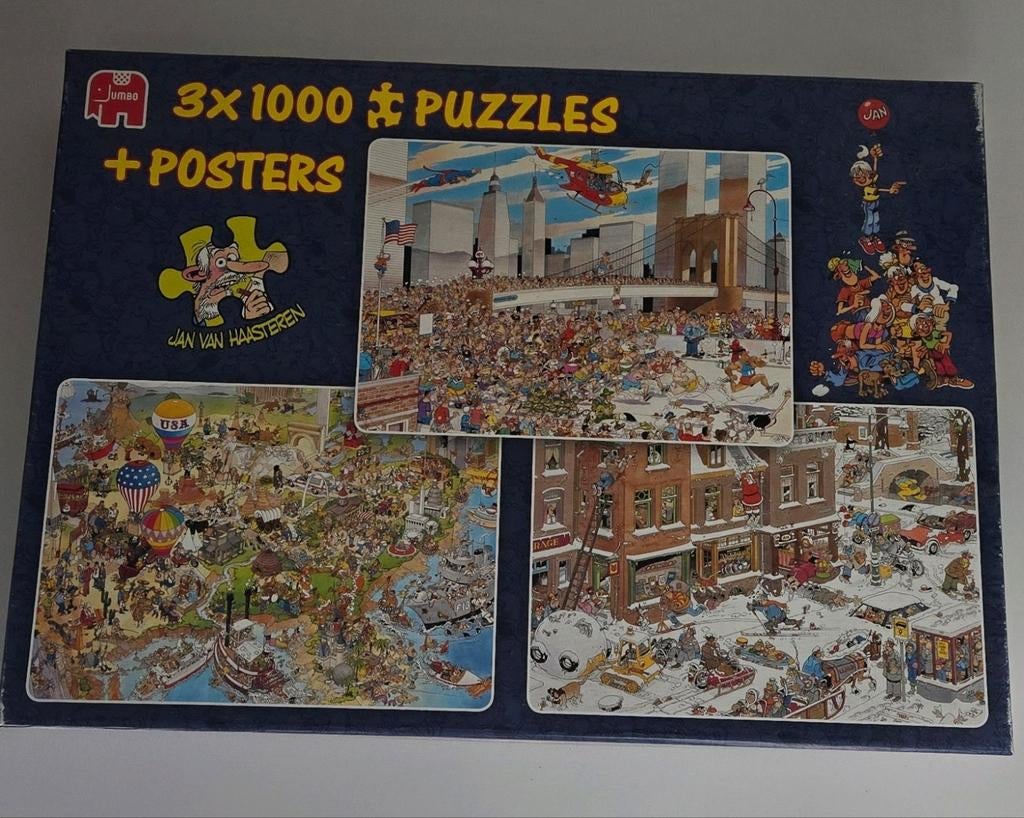 3x Jan van Haasteren - NY Marathon & USA & Streetlife, Hobby en Vrije tijd, Denksport en Puzzels, Ophalen, 500 t/m 1500 stukjes