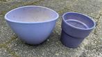 Paarse bloempotjes, Tuin en Terras, Bloempotten, Ophalen, Rond, Zo goed als nieuw, Aardewerk