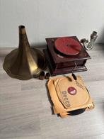 Antieke Grammofoon met Hoorn en 78 Toeren Platen - Opknapper, Ophalen, Niet werkend, Platenspeler, Overige merken