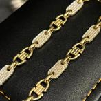 14k gouden ketting massief flat magnum schakel italy, Ophalen of Verzenden, Zo goed als nieuw, Goud