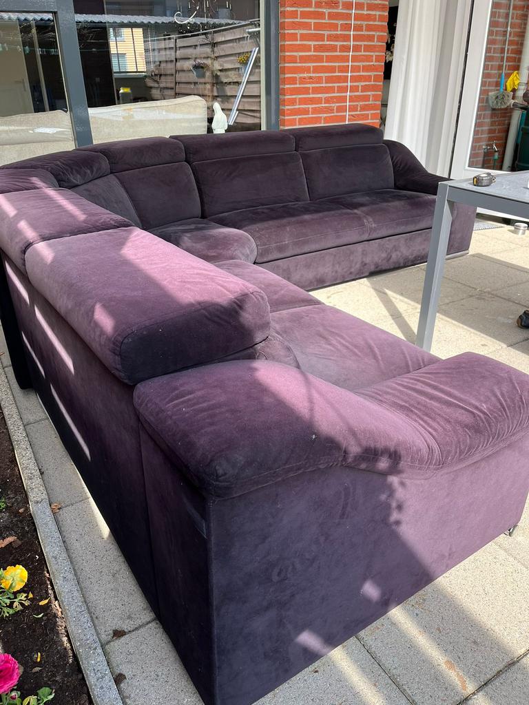 Bankstel antraciet goede staat hoekbank 5 zit in 3 delen, Huis en Inrichting, Ophalen, Gebruikt, Info@sanidutch.nl, Stof