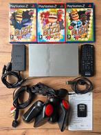 PS2 Zilver + Buzz set!, Gebruikt, Overige genres, Ophalen of Verzenden, 3 spelers of meer