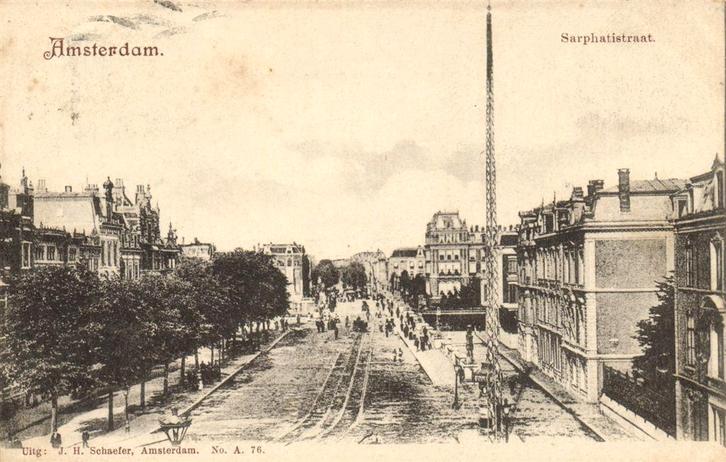 Amsterdam. - Sarphatistraat. - spoor volk - 1901 gelopen, Verzamelen, Ansichtkaarten | Nederland, Gelopen, Noord-Holland, Voor 1920