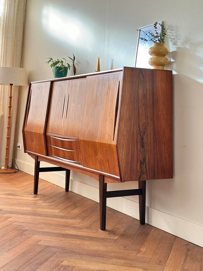 Vintage wandmeubel Deens design E.W. Bach hout jaren 50/60, Ophalen, Gebruikt, Met deur(en), 100 tot 150 cm