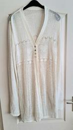 Wit gehaakt gebreid vest met ajour figuren maat 42 44 L, Ophalen of Verzenden, Zo goed als nieuw, Maat 42/44 (L), Wit