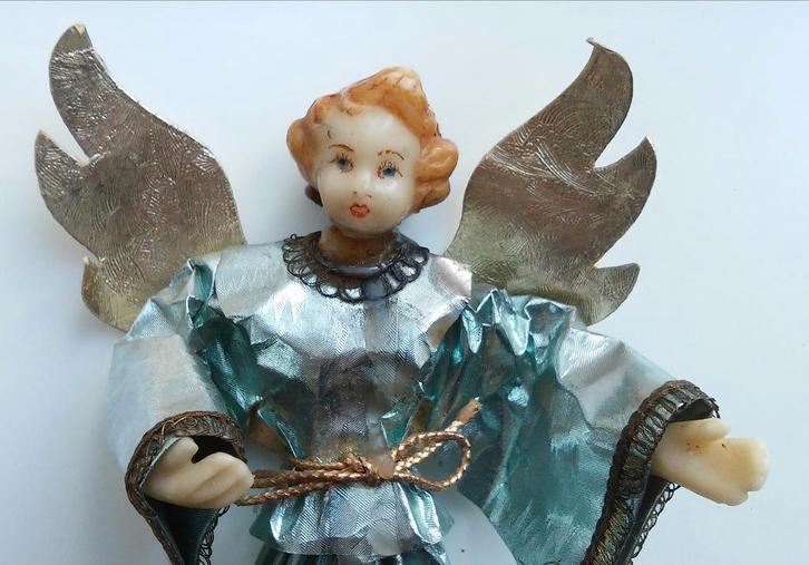 Antieke Kerstengel met hoofdje en handjes gemaakt van was, Diversen, Kerst, Zo goed als nieuw, Ophalen of Verzenden