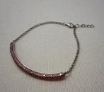 Zilveren verstelbare armband met roze steentjes nr.1724, Verzenden, Zo goed als nieuw, Zilver, Zilver