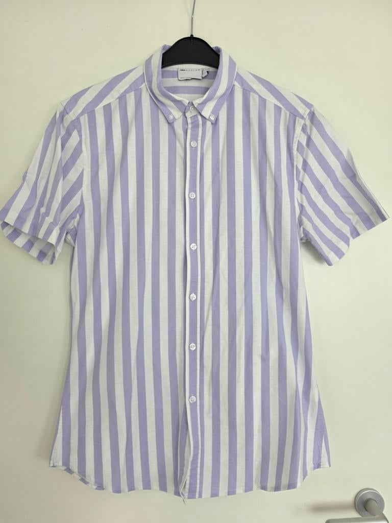 ASOS heren zomerblouse paars/wit gestreept maat L, Kleding | Heren, Overhemden, Ophalen of Verzenden