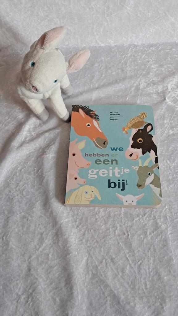 Prentenboek We hebben er een geitje bij, kartonboek+knuffel, Boeken, Kinderboeken | Baby's en Peuters, Zo goed als nieuw, 3 tot 4 jaar