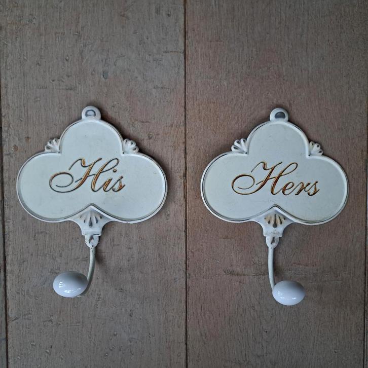2x Metalen kapstokhaak haak muurhaak His Hers *Etage3*, Huis en Inrichting, Woonaccessoires | Overige, Zo goed als nieuw, Ophalen of Verzenden