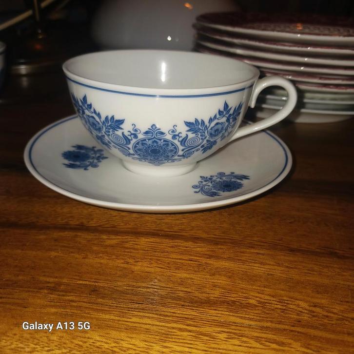 6 Mosa Kop en Schotel - Delfts Blauw, Huis en Inrichting, Keuken | Servies, Gebruikt, Kop(pen) en/of Schotel(s), Overige stijlen