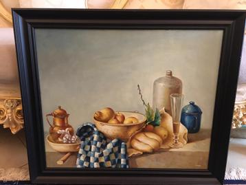 Prachtige olieverf stilleven schilderij op doek  beschikbaar voor biedingen