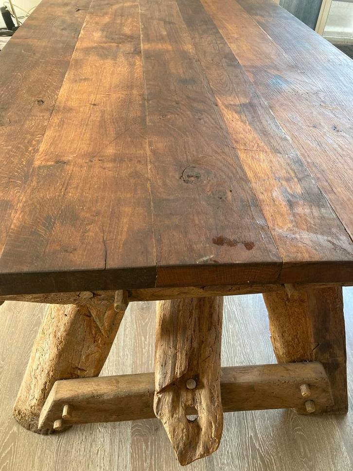 Robuuste houten eettafel, Huis en Inrichting, Tafels | Eettafels, Gebruikt, 100 tot 150 cm, 150 tot 200 cm, Vier personen, Rechthoekig