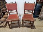 4 stuks antieke kasteel stoelen rood/roze fluweel, Antiek en Kunst, Ophalen