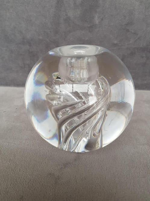 D102 Kristallen kandelaar met spiraal, gaaf, 9 cm, Antiek en Kunst, Antiek | Glas en Kristal, Ophalen of Verzenden