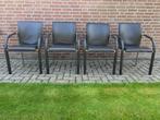 4x Leolux Cimaronne eetkamerstoelen donkerbruin leer., Huis en Inrichting, Stoelen, Ophalen, Bruin, Zo goed als nieuw, Vier