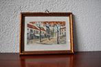 Oud Lijstje Aquarel Parijs Place du Tetre 16 cm, Ophalen of Verzenden, Voor 1940, Gebruikt, Overige onderwerpen