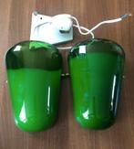 2 stuks Ikea Lavin Retro design groen glazen wandlamp, Ophalen of Verzenden, Zo goed als nieuw, Glas