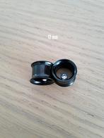 Nieuwe tunnels, pluggen. Staal. Zwart. Steentje. 8 mm., Ophalen of Verzenden, Zo goed als nieuw, Staal, Oor- of Traguspiercing