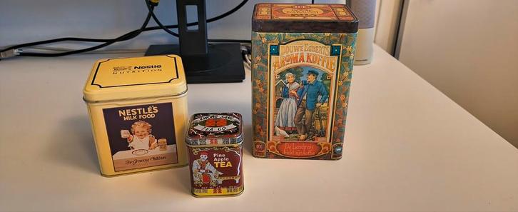 Vintage Blikken Collectie - 3 Stuks, Verzamelen, Blikken, Gebruikt, Douwe Egberts, Ophalen of Verzenden