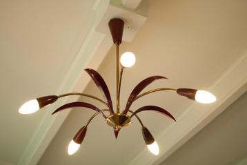 Vintage messing spider, sputnik kroonluchter - lamp, retro beschikbaar voor biedingen