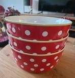 Schalen 20ø Polkadot rood wit met groene rand, Ophalen of Verzenden, Overige stijlen, Schaal of Schalen