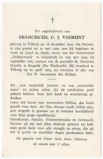 Made / Pastoor F. Verbunt 1902 Tilburg + 1964 Tilburg, 60 jr, Verzamelen, Verzenden, Bidprentje