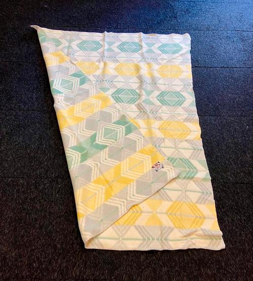Dormibella vintage deken jaren 60/70 retro geel groen grijs, Huis en Inrichting, Woonaccessoires | Plaids en Woondekens, Gebruikt