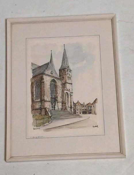 Schilderij Bergkerk Deventer pentekening Deventer B. Brobbel, Huis en Inrichting, Woonaccessoires | Schilderijen, Tekeningen en Foto's