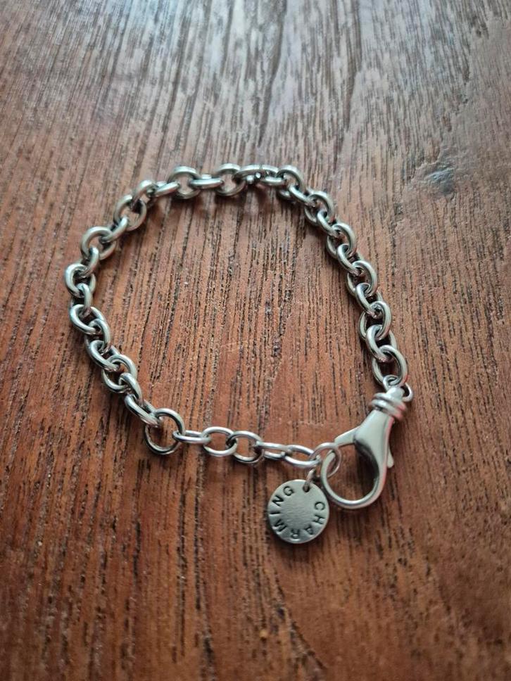Zilveren charming armband jasseron schakel 21cm, Sieraden, Tassen en Uiterlijk, Armbanden, Zo goed als nieuw, Zilver, Zilver, Ophalen of Verzenden
