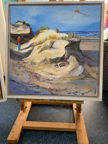 Schilderij Vliegeren op Terschelling bij het Amelander gat beschikbaar voor biedingen