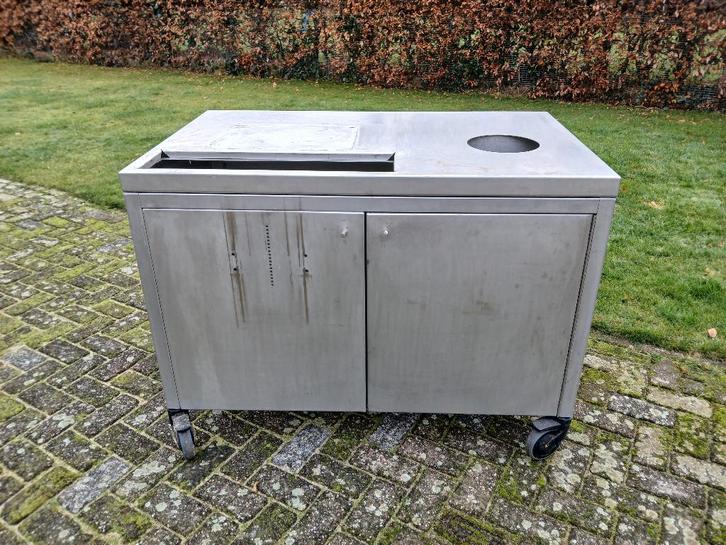 verrijdbare RVS werktafel/ werkbank., Doe-het-zelf en Verbouw, Werkbanken, Gebruikt, 120 tot 170 cm, Ophalen