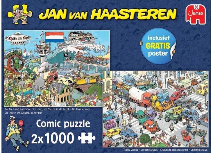 Jan van Haasteren – Comic legpuzzel van 2x1000, Hobby en Vrije tijd, Denksport en Puzzels, Zo goed als nieuw, Legpuzzel, 500 t/m 1500 stukjes
