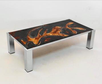 Vintage Sixties tegeltafel met chroom  beschikbaar voor biedingen