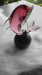 Paars/lila glas Dolfijn op glazen bol, Ophalen of Verzenden