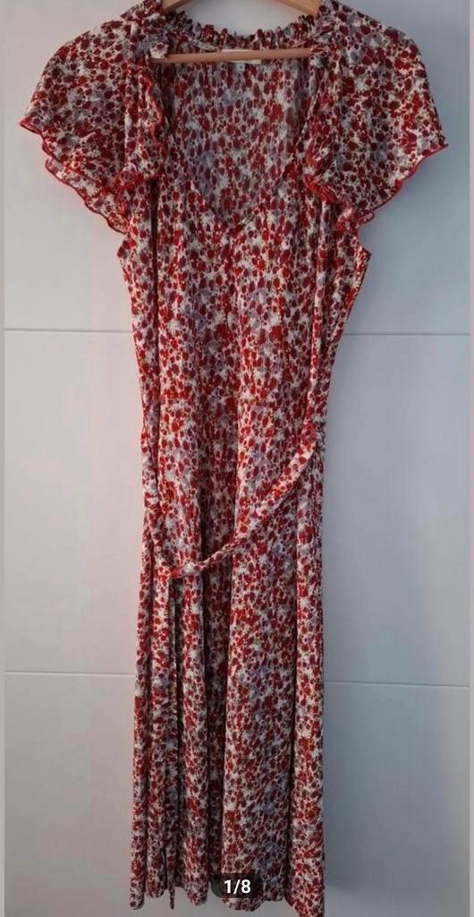 Fleurige jurk in rood bloemmotief Wefashion maat xl/42, Kleding | Dames, Jurken, Zo goed als nieuw, Maat 42/44 (L), Rood, Onder de knie