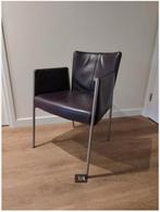 4 eetkamerstoelen Aubergine kleur RVS poot lederen bekleding, Huis en Inrichting, Stoelen, Ophalen, Gebruikt, Overige kleuren