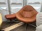 Label Hidde soft fauteuil + poef – showroommodel, Ophalen of Verzenden, Zo goed als nieuw, 75 tot 100 cm, Leer