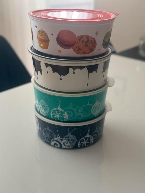 tupperware koektrommel blokbus rond kerst koek feest, Huis en Inrichting, Keuken | Tupperware, Nieuw, Bus of Trommel, Ophalen of Verzenden