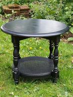 Oude brocante gereystylde tafel webbing zwart vtwonen, Huis en Inrichting, Tafels | Sidetables, 25 tot 50 cm, Rond, Gebruikt, Ophalen